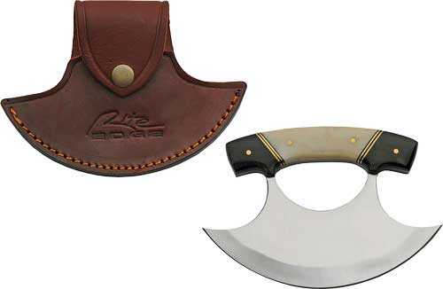 Szco Rite Edge 6" Horn & Bone Handle Ulu With Leather Sheath