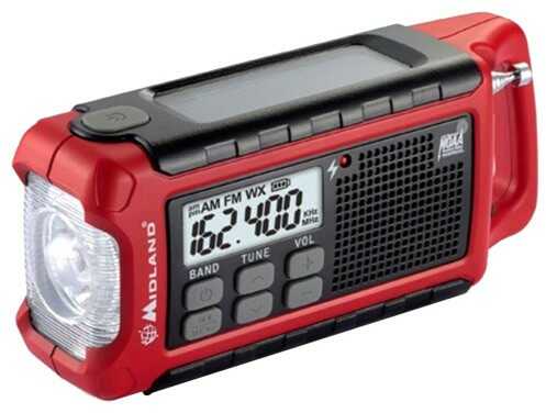 Midland Emergency Crank Radio Am/Fm Noaa W/Flashlight Red