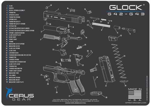 Cerus Gear 3mm Promats 12"x17" For Glock 42/43 Schematic Char Gry-img-0