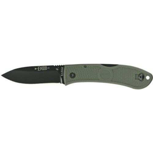 KABAR Dozier Hunter Folding Knife AUS 8A/Black Plain Dual Thumb Stud/Pocket Clip 4.25" Foliage Green Zytel Box 40
