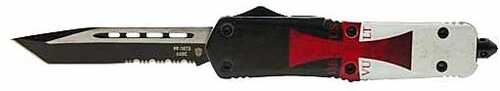 Click to see larger image. TEMPLAR Knife Large OTF TEMPLR Flag 3.5" Black Tanto Serrated