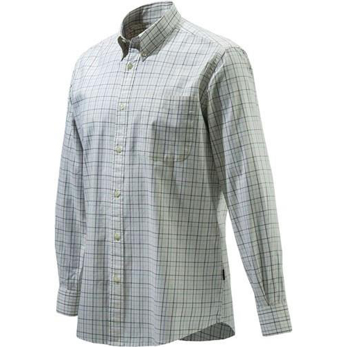 Beretta Men's Classic Drip Dry Shirt Long Sleeve in Ecru Check Size X-Large