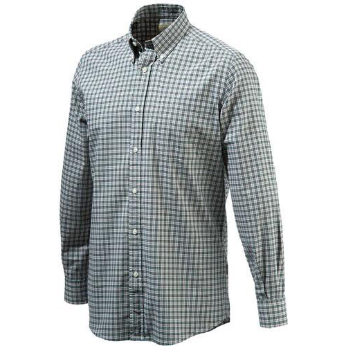 Beretta Men's Classic Drip Dry Long Sleeve Shirt in White Check Size Medium
