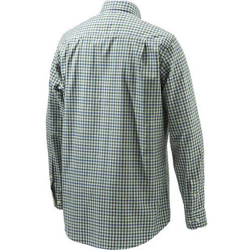 Beretta Men's Drip Dry Long Sleeve Green & Blue Check Smal