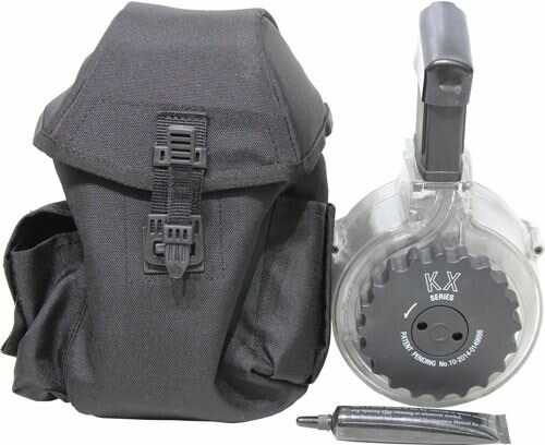 Click to see larger image. Iver Johnson Magazine AR15 .223 50 Rounds Drum Black/Clear Poly