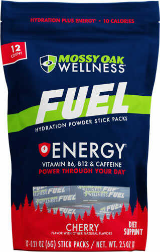Mossy Oak Wellness Fuel Energy Cherry Drink Mix 12 Stick Pack