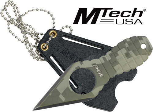 Master Cutlery MTECH 2.25" Spear Point Neck Knife W/Sheath STONEWASH