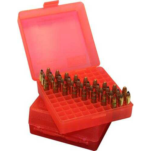 MTM 100 Round .17HMR/.22Mag Ammunition Box See Through Clear Red-img-0