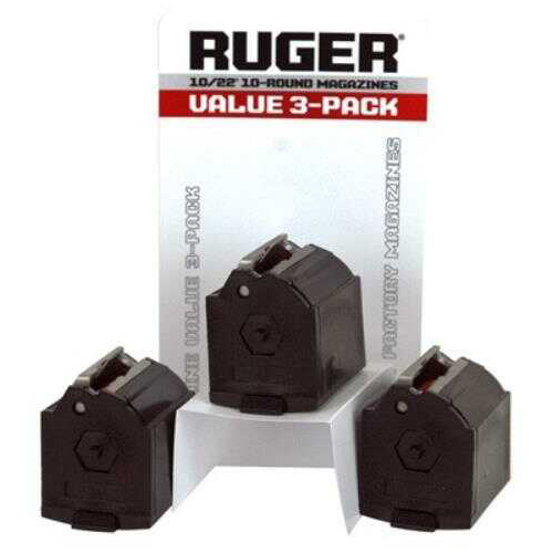 <span style="font-weight:bolder; ">Ruger</span> Magazine 10/22 .22LR 10-ROUNDS Black Plastic 3Pack