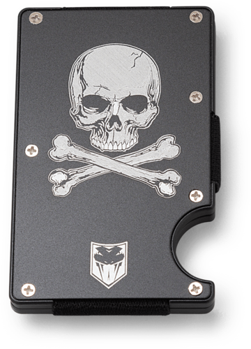 Cobratec Rfid Jolly Roger Aluminum Wallet With Money Clip