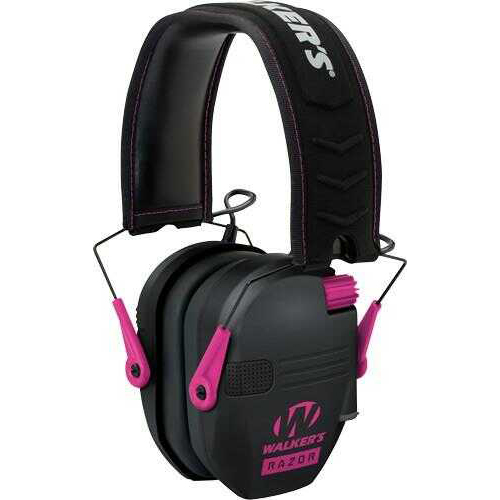 Walkers Game Ear / GSM Outdoors Muff Electronic Razor Slim Tactical 23Db Black/Pink