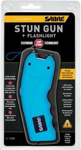 Sabre Stun Gun Flashlight Ergo Grip 2,400,000 Volt Turquoise