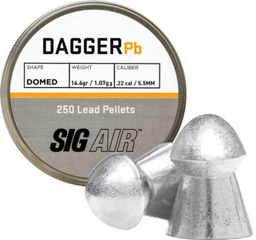 Sig Pellets .22 Dagger DOMED 16.60Gr Lead Alloy 250 CT.