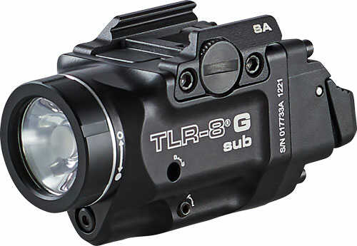 Streamlight Tlr-8 G Sub White Led With Green Laser Fits Springfield Hellcat 500 Lumens Anodized Finish Black