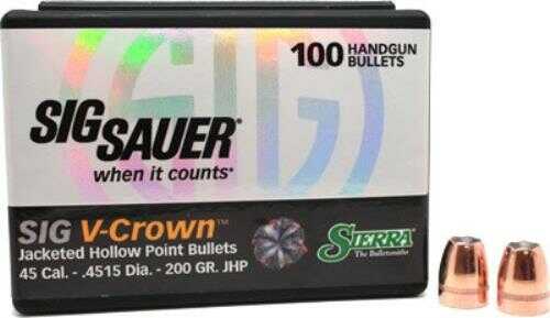 Sierra Bullets .45 Caliber .4515 200 Grains JHP Sig V-Crown 100CT