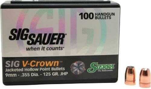 Sierra Bullets 9MM .355 125 Grains JHP Sig V-Crown 100CT
