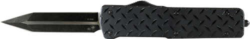 Click to see larger image. TEMPLAR Knife Small OTF Alum DIAMONDPLATE 3.5" Black Dagger