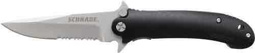 Schrade Knife Sch223 Folding 3.6" Serrated S/S Black