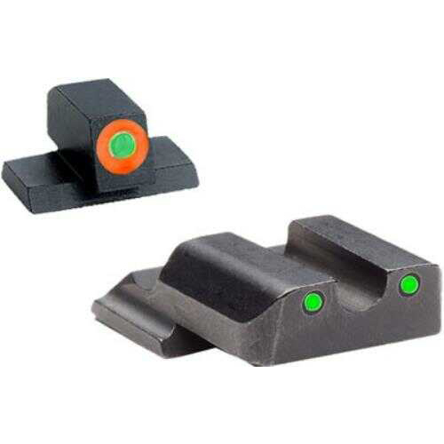 AmeriGlo Spartan Tactical Operator Sights for S&W Shield Green/Green ProGlo Front w/ Orange Outline Pro-Operator