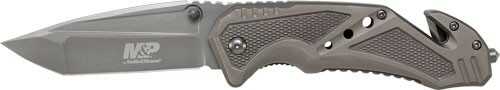 Click to see larger image. Smith & Wesson S&W Knife Clip Folder 3.8" Blade Gray W/ Strap Cutter