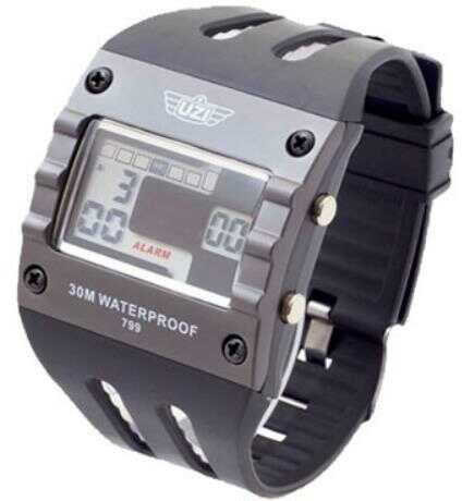 UZI Digital Sport Watch 799 Grey with Black Rubber Wrist Strap W-799