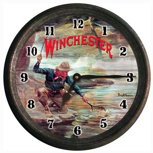 Rockin’ W Brand ROCKINW Winchester Fisherman By Stream Wall Clock