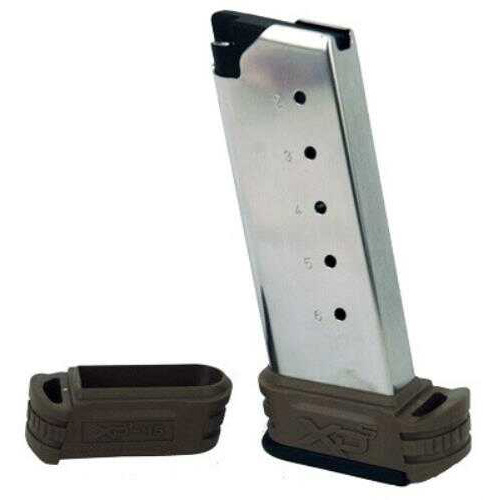 <span style="font-weight:bolder; ">Springfield</span> Magazine 45 ACP 6Rd Fits XDS Stainless Finish with Flat Dark Earth Sleeve Extension XDS5006DE