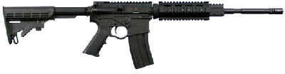 Click to see larger image. American Tactical Imports Omni M4 Hybrid Black 5.56mm 16" Barrel 30 Round Mag 6 Position Stock Quad Rail Semi-Automatic Rifle ATIGOMNIHQA556