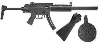 American Tactical Imports ATI Rifle GSG 522 SD LW 16.25" Barrel 2 Stocks 22 Long Rounds & 110 Drum Faux Suppressor Black GERG522RLSD110