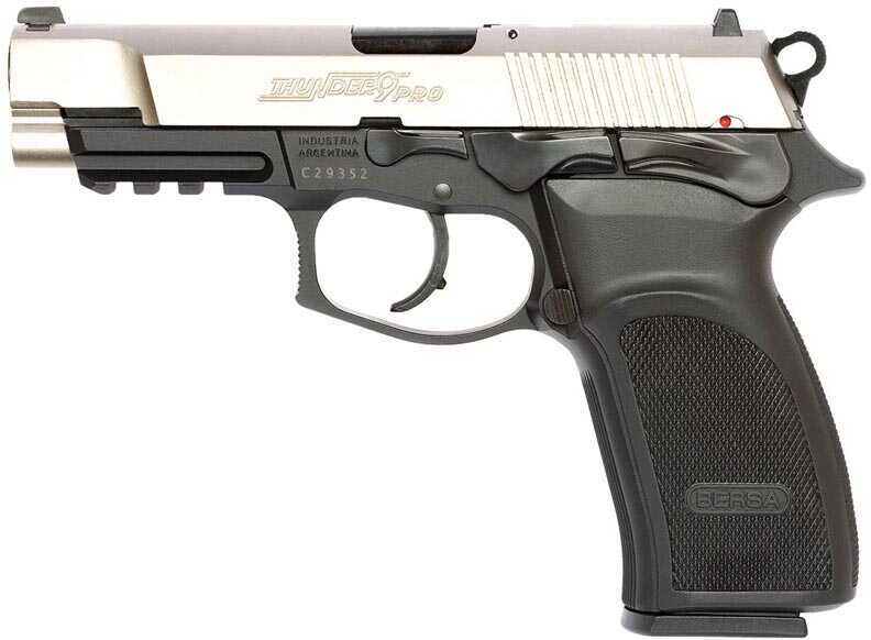 Pistol Bersa Thunder Pro DA/SA HC 9mm Luger 4.25" Barrel 17 Rounds Poly Grip Black/Nickel Duotone T9DTPHC