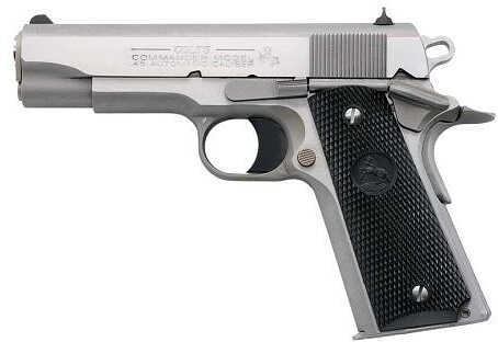 Colt 1991 Commander 45 ACP 4.25" Barrel 7 Round Stainless Steel Rubber Grip Fixed Sights Semi Automatic Pistol 4091U