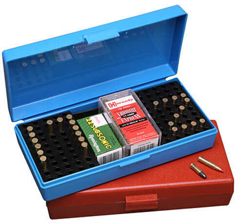 MTM Ammunition Box 100 Round 22 Long Rifle Rimfire Competition Blue SB-200-20