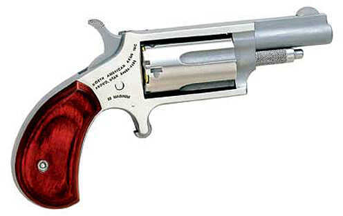 North American Arms Mini 22 Magnum 1.625" Barrel 5 Round Single Action Stainless Steel Wood Red/Black Grip Revolver NAA-22MR