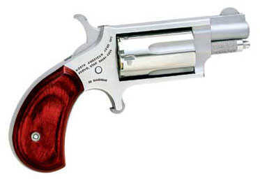 North American Arms Mini Revolver 22WMR 1.125" Barrel Stainless Steel Red/Black Wood Grip 5 Round