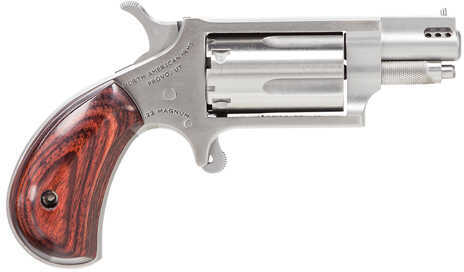 North American Arms Ported Snub Micro Compact 22 Magnum 1.125" 5 Round Stainless Steel Wood Grip Revolver NAA-22MS-P