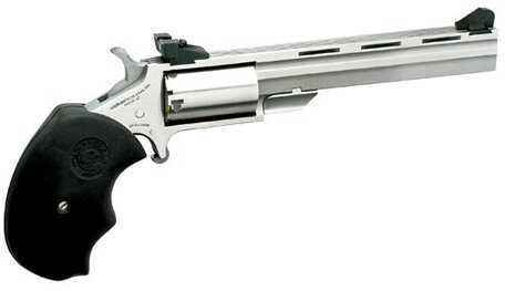 North American Arms Mini Master 22 Long Rifle/22 Magnum 4" Barrel 5 Round Stainless Steel Rubber Grip Revolver NAA-MMC