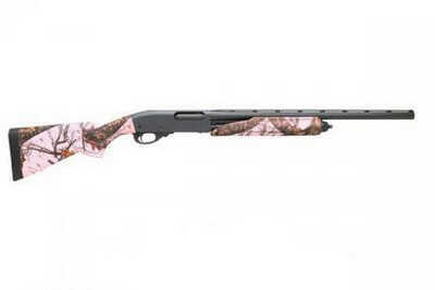 Remington 870 Express Stainless Steel Compact 20 Gauge 21" Barrel 3" Chamber 4 Round Mossy Oak Pink Blaze Pump Action Shotgun 81150