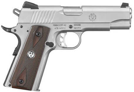 Ruger SR1911 45 ACP 4.3" Barrel 8 Round Wood Grip Stainless Steel Semi Automatic Pistol 6702