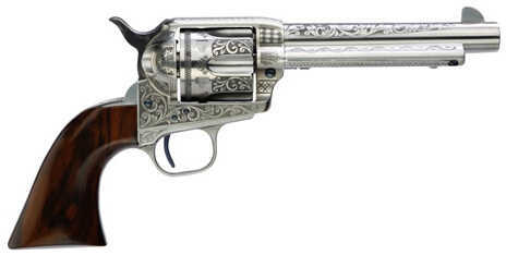 Revolver Taylor's & Company 1873 Cattleman 357 Magnum 5.5" Barrel Engraved White Charcoal-Blue Screws Walnut Grip 704AWE