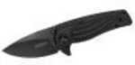 Kershaw SPOKE Folding Knife/Assisted 4CR14 black-oxide Plain Drop Point SpeedSafe Flipper Liner Lock Reversible Carry 2"