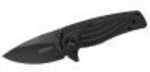 Kershaw SPOKE Folding Knife/Assisted 4CR14 black-oxide Plain Drop Point SpeedSafe Flipper Liner Lock Reversible Carry 2"