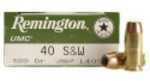 40 S&W 50 Rounds Ammunition Remington 165 Grain Full Metal Jacket