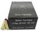 PNW Arms TacOps Ammunition 9mm 115 Gr, Solid Copper HP (Per 20) 9MMTAC115SCHP20