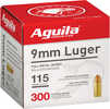 9mm Luger 300 Rounds Ammunition Aguila 115 Grain FMJ