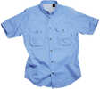 Short Sleeve Ocean Blue Poplin Fishing Shirt Size Small