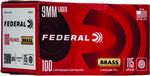 Federal 115 gr Full Metal Jacket (FMJ) 9mm Ammo 100 Rounds Per Box