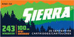 Sierra A156102 Outdoor Master 243 Win 100 Gr Jacket Hollow Point Sport 20 Per Box