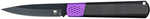 CobraTec Knives CTWOLVERINEBLK Gideon 3" Folding Plain Black Stonewashed D2 Steel Blade, 4.25" Black/Purple Aluminum Han
