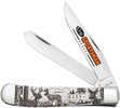 Case 81220 Trapper Sportsman Folding Clip Point/Spey Plain Mirror Polished Tru-Sharp SS Blade/Deer Embellished Natural B