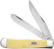 Case 30114 Yellow Synthetic Trapper Folding Clip Point/Spey Plain Mirror Polished Carbon Steel Blade/Smooth Yellow Synth